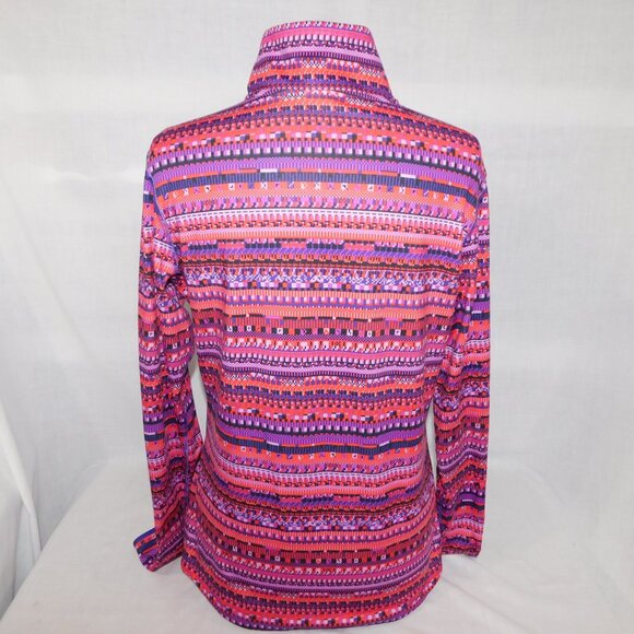 NIKE PRO Dri Fit Women XL Pink Purple Aztec LS 1/2 Pullover Training Top Jacket - Picture 10 of 13